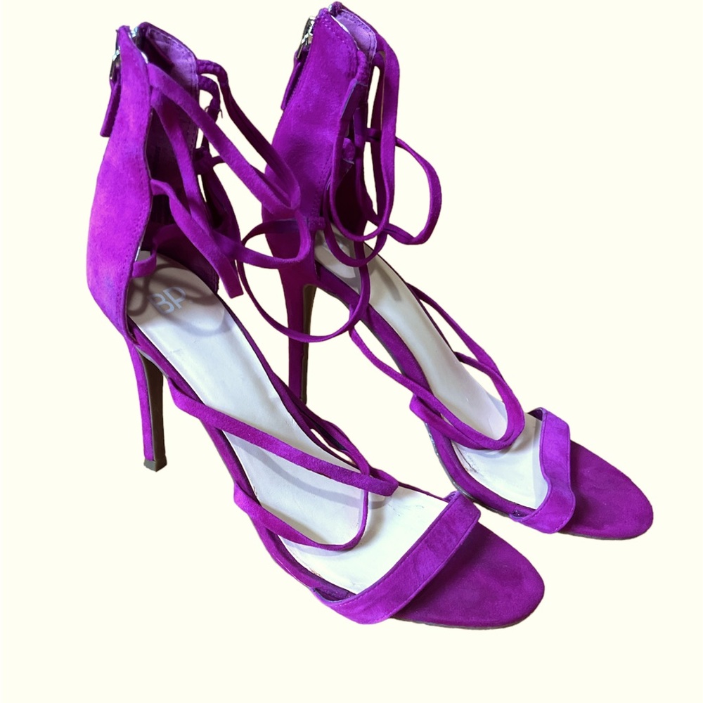 💝BP EUC Strappy suede magenta heeled sandals, sz 9